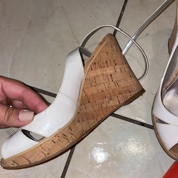 White cork wedge open toe heel - Picture 2 of 4